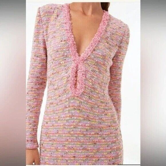 Alexis Kassandra Pink Tweed Maxi Sweater Dress Women's Small - Picture 9 of 16